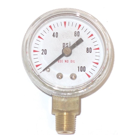 Powerweld Replacement Gauge, 1-1/2" x 100 PSI, 1/8" NPT Inlet C100